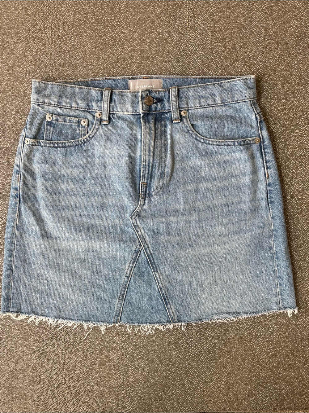 Everlane Washed Blue Denim Mini Skirt